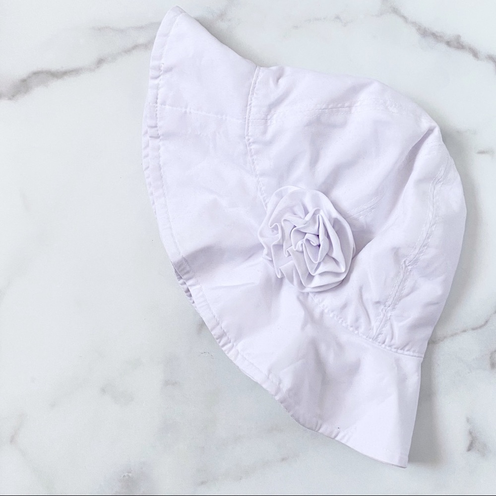 Infant Girl White Bucket Summer Hat with String